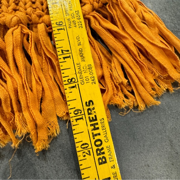 Free People On the Fringe Pullover YELLOW sweater knit cropped top crochet XS - Picture 12 of 12